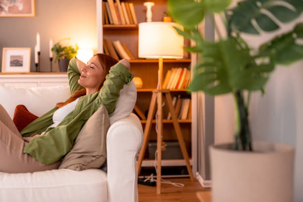 Relaxed in the evening at home