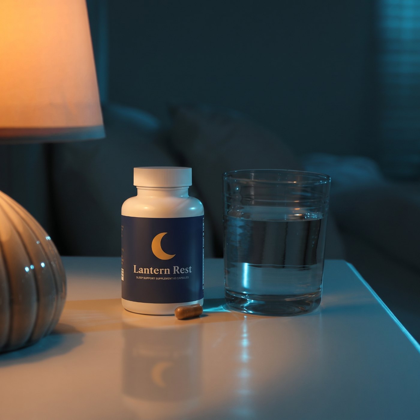 Lantern Rest Night Formula on a bedside table